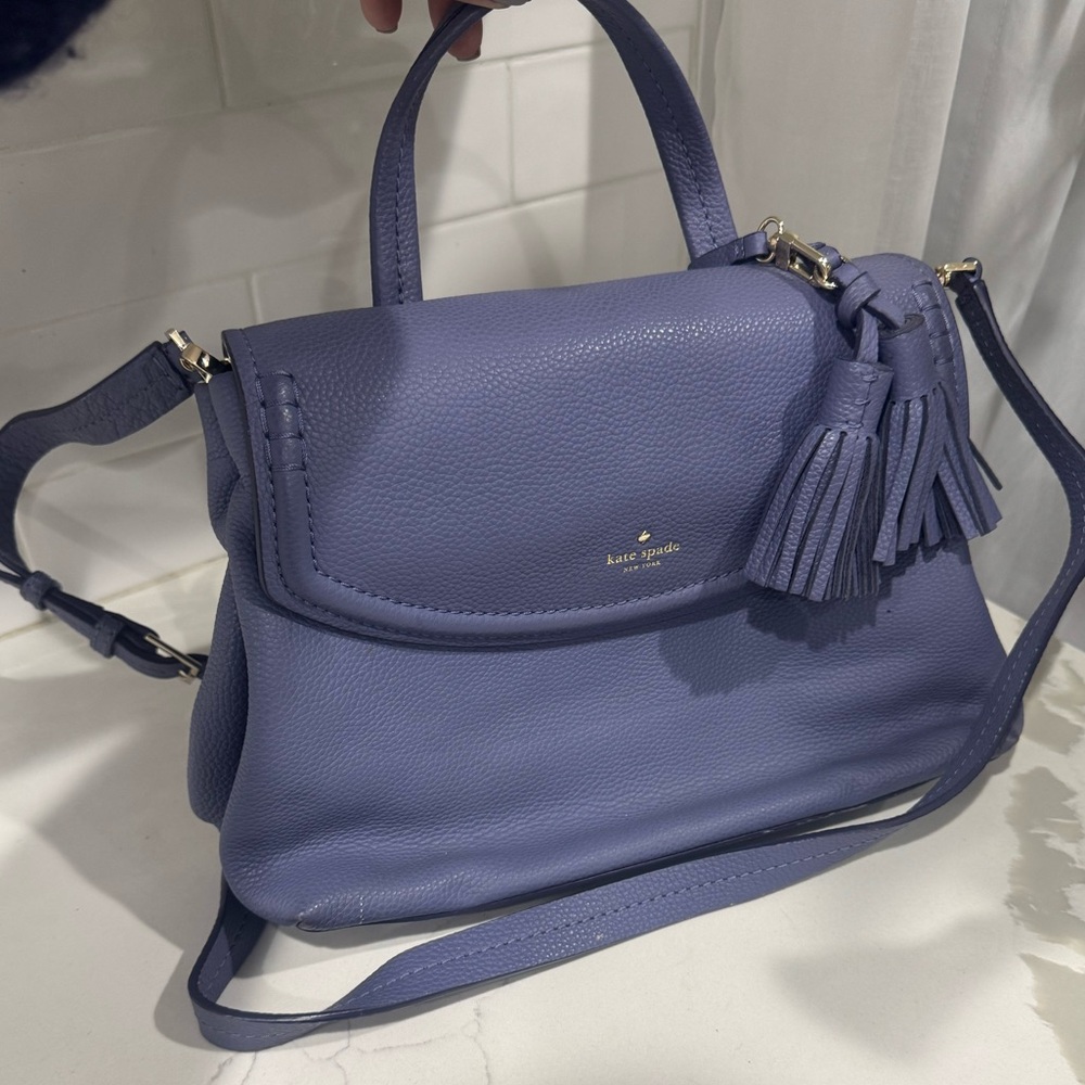 kate spade Lavender Blue Leather Top-Handle Satchel with Tassel - Picture 2 of 8